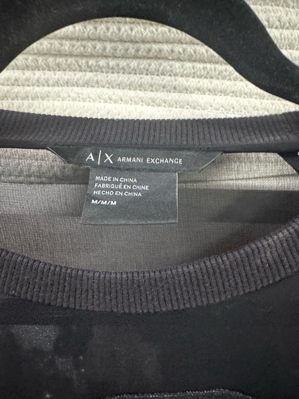 A|X Armani Exchange Black Sheer Mesh Shimmer Top Size M - Picture 5 of 6